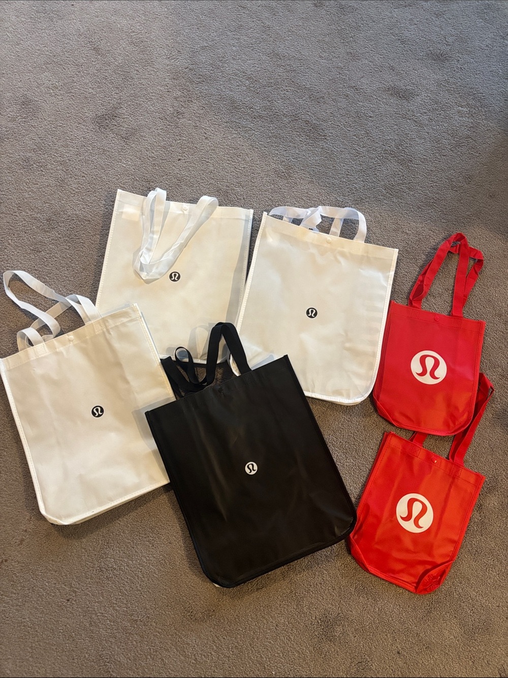 lululemon athletica White, Black & Red Logo Tote Bag Set